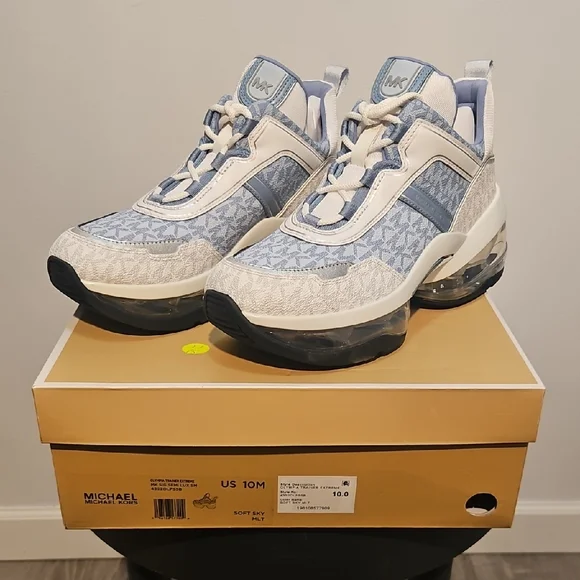 Michael Kors Denim and White High-Top Sneakers - Picture 2 of 10